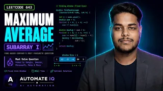 LeetCode 643 Explained Maximum Average Subarray I Master Fixed Sliding Window in 10 Minutes