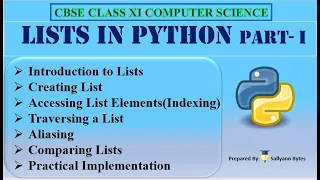 Lists in Python Part 1 Introduction to Python Lists CBSE Class 11 Computer Science