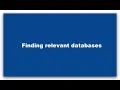 Systematic Reviews 2 Finding Databases