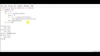 addition of matrix Python function tutorial