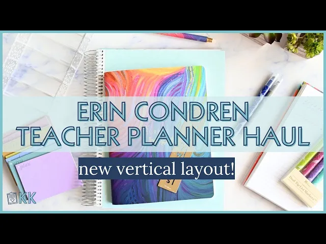 Download MP3 Erin Condren Teacher Lesson Planner Haul NEW Vertical Layout, Record Book, Planning Sticky Notes Set
