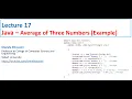 Lecture 17 Java Average of Three Numbers