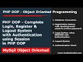 PHP OOP - Complete Login Register Logout System w Authentication Check using Session in PHP OOP