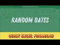 Generate Random Dates Excel Formula