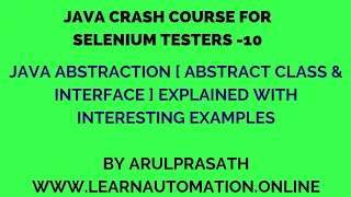 Java Crash course 10 Java ABSTRACTION Explained Tamil Java for Automation