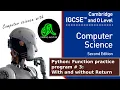 Python function with and without return Cambridge IGCSE O Level Computer Science
