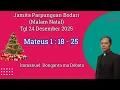 Lagu Jamita Parpunguan Bodari (Malam Natal) Tgl 24 Desember 2025, Mateus 1:18-25