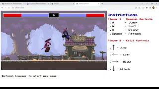 2 Player fighting game using JavaScript HTML Canvas demo