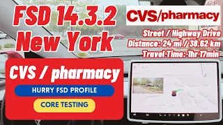 FSD v14 3 2 Supervised Hurry 24-Mile CVS Trip with 1 Human Intervention Real World Test