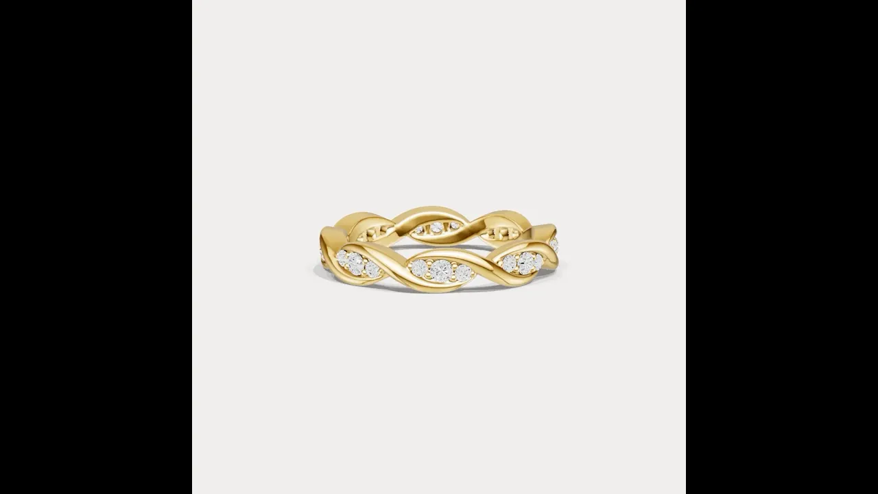 Round Lab-Grown Diamond Interwoven Band Ring in Sterling Silver