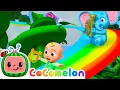 Lagu Coming Down The Rainbow Slide 🌈  JJ \u0026 The Beanstalk 🫘 CoComelon JJ's Animal Time | Animal Songs