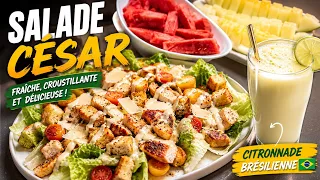 Le repas d’été frais et gourmand ☀️ Salade César maison, citronnade brésilienne #food 