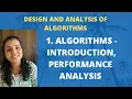 1 Algorithms - Introduction Performance Analysis DAA