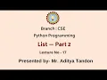 Python Programming Lists Part-2 AKTU Digital Education
