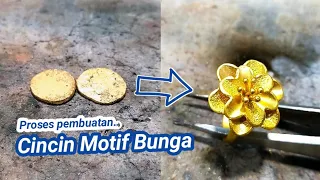 Download Perhiasan emas | Proses pembuatan cincin motif bunga. The process of making a floral gold ring. MP3