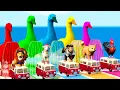 Download Lagu 5 Giant Duck Cartoon,Cow,Elephant,Tiger,Lion,Dinosaur,Paint Wild Animals Crossing Fountain Animation