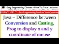Java - Difference between Conversion and Casting Program to display x and y coordinate of mouse