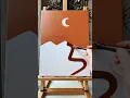 Neutral Mountain and Moon Art Beige Brown Boho Wall Art Minimalist Abstract Nursery Decor