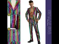 Lagu Takerlama Men's 2 Piece Disco Sets Shiny Rainbow Jacket Pants Metallic Sequin Suits