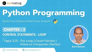 3 15 - Count Factors Prime or Composite Perfect Number For Loop Programs New Series