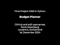 CS50P Final Project Python - Budget Planner