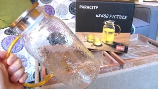 Borosilicate Glass Pitcher with Stainless Steel Lid by Paracity 2 Liters 67oz