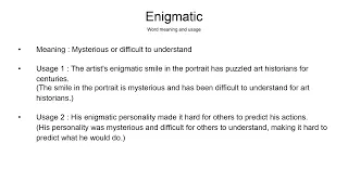 Level Up Your Vocab Enigmatic - Unlock the Meaning GRE IELTS PTE GMAT SAT