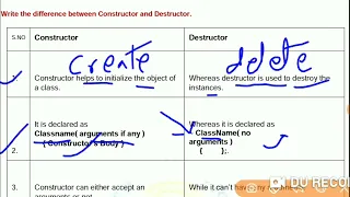 Difference between Constructor and Destructor