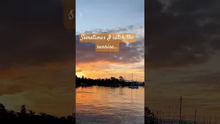 I usually sleep through the changing colors of sunrise….but it’s so beautiful #boatlife #catamaran