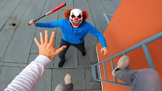 horror clowns vs parkour pov halloween chase ix