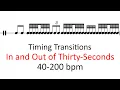 Timing transitions in and out of thirty-seconds 40-200 bpm sheet music