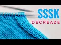 How to work double decrease SSSK Easy beginners knitter decrease step by step left leaning