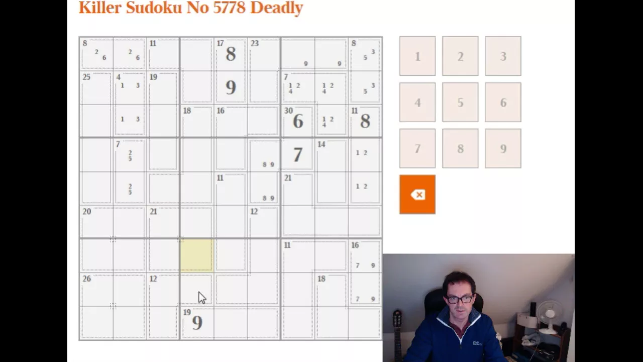 How to solve the Deadly Killer Sudoku:  The Times 20 Dec 17