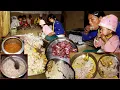 Lagu dharem brother family  eat mutton soup curry with rice in their village house || rural Nepal ||
