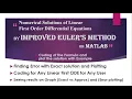 Improved Euler s Method on Matlab Linear First ODE Approx vs Exact sol Plotting Error Plotting