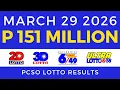 Lotto Result Today 9pm March 29 2026 Complete With Consolation Winners