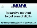 java recursive function to get sum of digits of integer