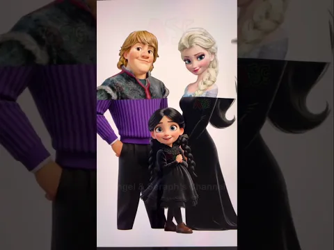 Frozen Elsa + Wednesday Addams Family😱 #shorts #wednesday