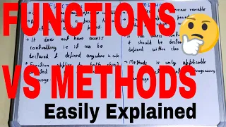 Functions vs Methods Difference between functions and methods Functions and methods difference