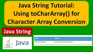 Java String Using toCharArray for Character Array Conversion Java Tutorial