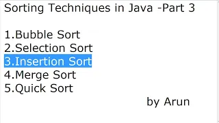 Program Insertion Sort implementation in Java