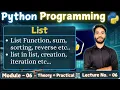 L-6 6 List Functions sum sort reverse Nested List Python