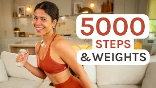 5000 STEPS FAST Walking + Weights Workout to Burn Fat