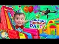 Download Lagu Shawn's 2nd Birthday Party! BOUNCE HOUSE Inflatable Outdoor Playground Giant Slides FUNnel VIsi