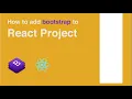 How to add bootstrap to react js project
