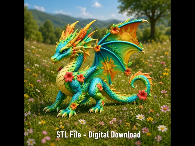 Summer Bloom Dragon STL File for 3D Print video thumbnail