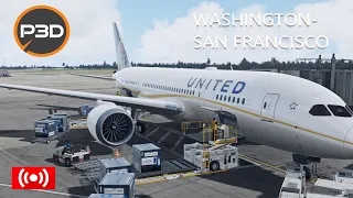 Prepar3dv5 2 Washington D C to San Francisco Part1 UA424 B787-8