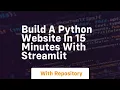Build a python website in 15 minutes with streamlit