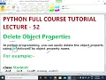 PYTHON LECTURE - 52 Delete Object Properties Python Code To Delete Property EnhanceCodeLearning
