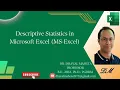 87 Descriptive Statistics in Microsoft Excel MS-Excel Dr Dhaval Maheta